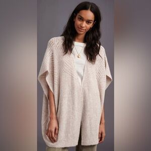 Anthropologie Cream Yuko Cardigan OS Poncho with Arm Holes Shrug